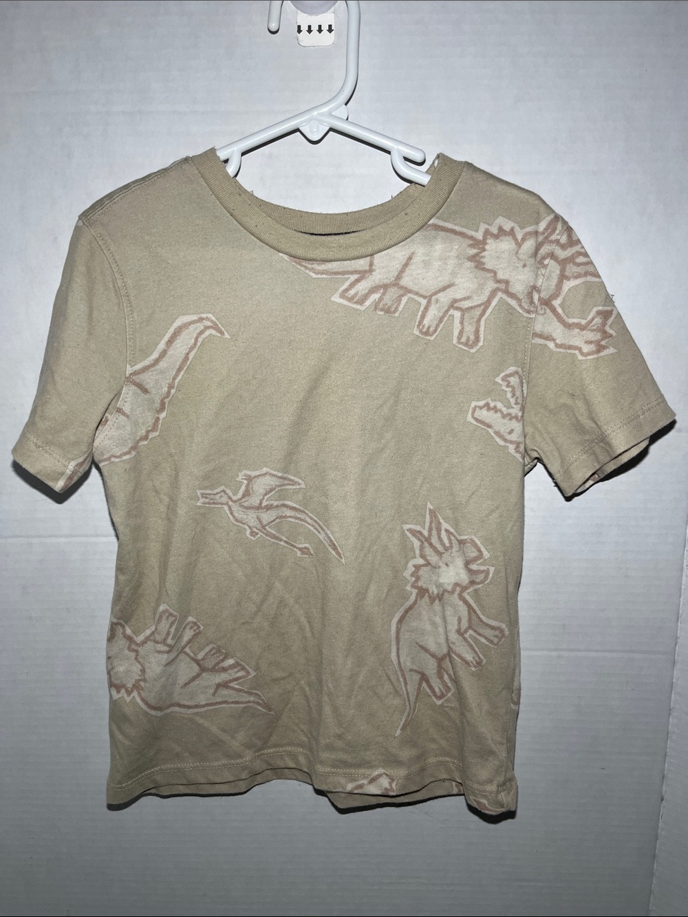 Beige Dinosaur Print Short Sleeve Tee for Kids